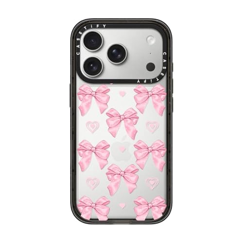 CASETiFY Impact iPhone 17 Pro Case [Slim/Wireless Charging Compatible / 8.2 ft. 4X Military Grade Drop Protection] - Pink Bows - Clear Black by CASETiFY - Used condition - US$24.92