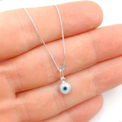 COLAR UNISSEX COM PINGENTE OLHO GREGO - PRATA 925 - JROMERO ARTIGOS® (45cm)