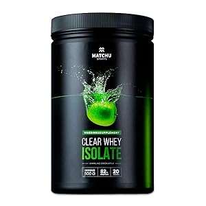 Matchu Sports | Clear whey isolate | Clear whey protein | 20 gram eiwit per scoop | 0,5 KG | 20 doseringen | (Green apple)