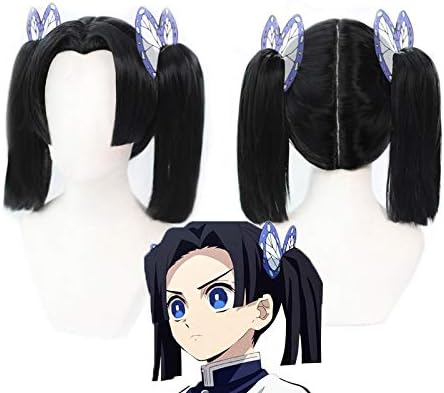 Amazon Co Jp 鬼滅の刃 キメツノヤイバ神崎葵コスプレウィッグ高温ファイバーブラックショートヘアポニーテール2本 フリーヘアキャップ Tcy 071 ホビー