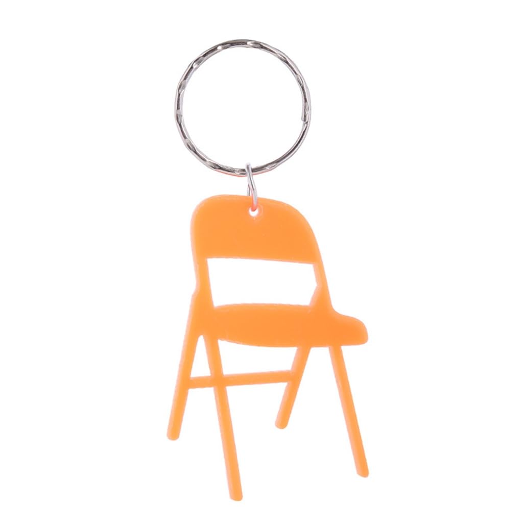 KINSPON Acrylic Backrest Chair Charm Keychain Folding Chair Keyring Bag Pendant Couple Keyholder Backpack Decoration