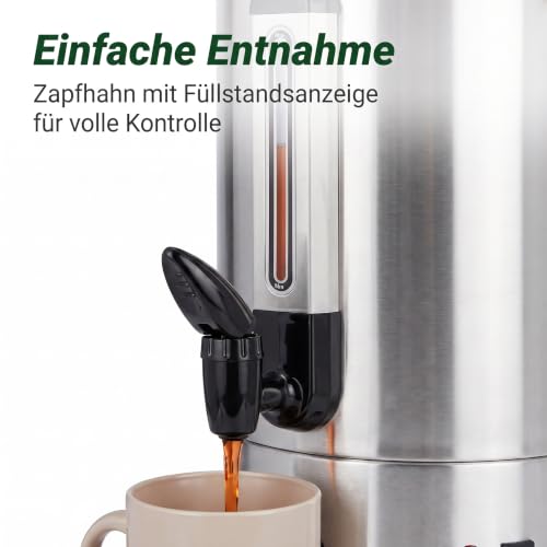Foto von Relaxdays Glühweinkocher, 10 l, 30–110 °C, Zapfhahn, Thermostat, Silber