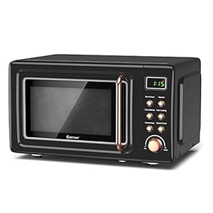 Moccha Compact Retro Microwave Oven, 0.7Cu.ft, 700-Watt Countertop Microwave Ovens w/5 Micro Power, Delayed Start Function, LED Display, Child Lock (Black)