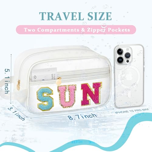 Image of COSHAYSOO Clear SUN Makeup Bag Sunscreen SPF Pouch Beach Pool Lake Spa Travel Cosmetic Toiletry Stuff Organizer for Women Teenage Girls Mothers Day Nurse Appreciation Graduation Preppy Gifts