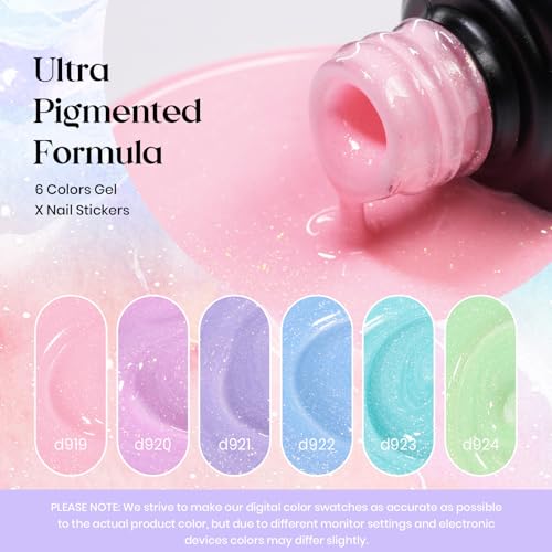Image of Beetles Glitter Gel Nail Polish Set, 6 Colors Pastel Shimmer Nail Gel