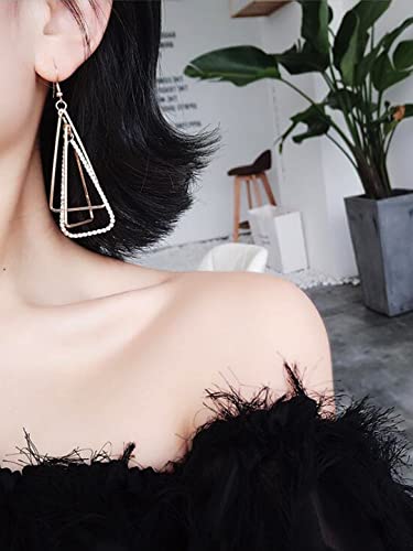 Crystal Studded Triangle Drop Earrings