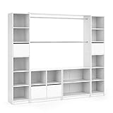 Der modulare Kleiderschrank ermöglicht individuelle Zusammenstellung mit offenen und geschlossenen Ablageflächen und Garderobenständer.