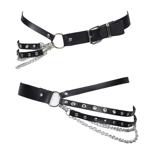 Cinturones ajustables de piel sintética para mujer estilo punk 7