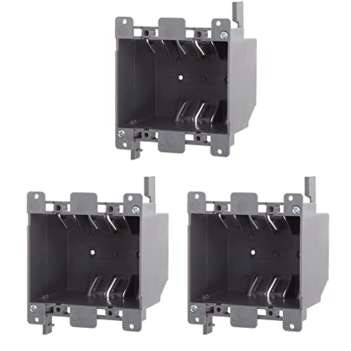 Newhouse Hardware Old Work Electrical Outlet Box for Residential and Light Commercial Remodel, 2 Gang, 25 CuIN, 3-Pack