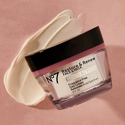 No7 Restore & Renew Multi Action Face & Neck Spf 30 Day Cream Fragrance Free - Anti Aging Face Cream + Emblica & Vitamin C Brightening Moisturizer + Skin Firming Hyaluronic Acid Neck Cream (50Ml) #TOP2