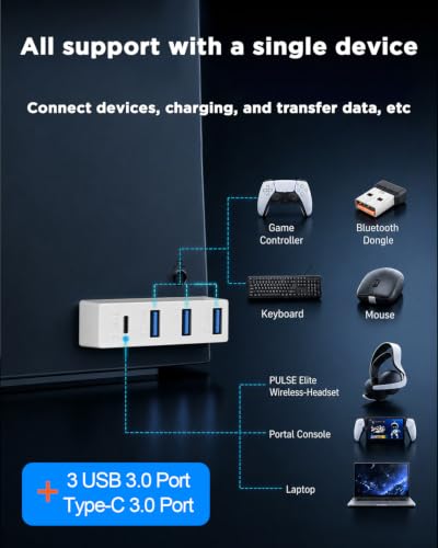 Image of JZW-Shop 4 Ports USB 3.0 Hub for Xbox Series S, 3 USB 3.0 and 1 Type C High Speed USB Hub Splitter Expansion Adapter Compatible with Xbox Series S Console