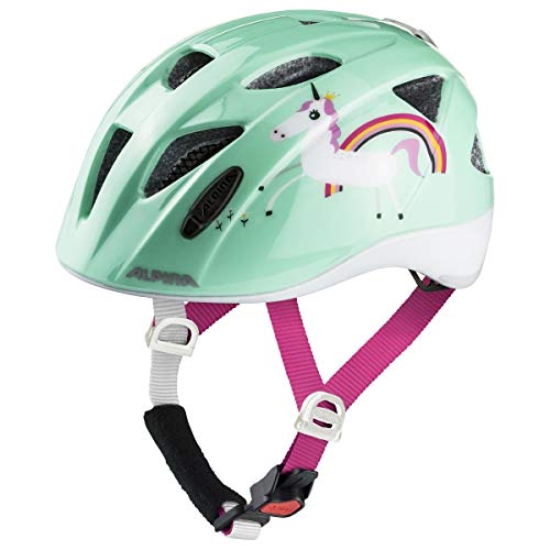 ALPINA XIMO - Leichter, Sicherer & Bruchfester Fahrradhelm Mit LED-Licht Für Kinder, Mint Unicorn, 45-49 cm