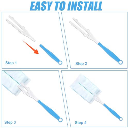 3-Teiliger Staubwedel-Griff, Abnehmbarer Ersatz-Staubstiel aus Kunststoff Verlängerter Mopp-Griff Kompatibel mit Swiffer-Staubwedel-Mopp-Verlängerungsgriffen (Blau, Weiß)