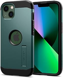 Spigen Tough Armor [Air Cushion Technology] [Military Grade Shockproof] Case Compatible with iPhone 13 - Midnight Green