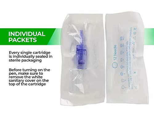 Dr. Pen Ultima A6 Replacement Cartridges - (10 Pack) - 12 Pins (0.25mm) Bayonet Slot - Disposable Replacement Parts