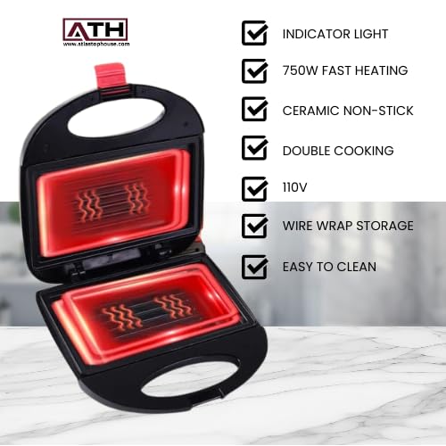 Sandwich Maker with Triangular Sections, Black 750 watts Double Sandwich Maker Toaster Tringle Machine, Arepa Maker, Electric Sandwich