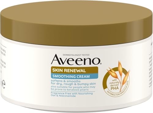 Image of Aveeno Skin Renewal Smoothing Cream, 24-Hour Hydration, Smooths Rough, Dry and Bumpy Skin, with Prebiotic Oat, Naturally Derived PHA & Niacinamide, Fragrance-Free, Suitable for Dry Sensitive, 300ml