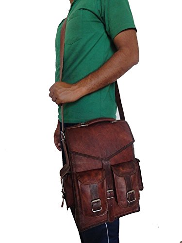 Handmade World Brown Vintage Leather Backpack Laptop Messenger Bag Rucksack Sling For Men Women (11" X 15") #TOP4