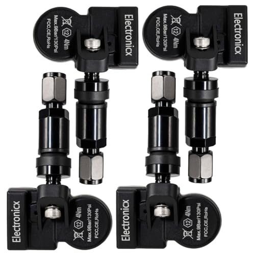 4x RDKS TPMS Reifendrucksensor Reifendruckkontrollsystem Metallventil Schwarz kompatibel mit Ford Focus Fiesta Kuga Mondeo
