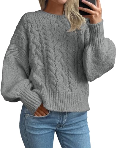 Saodimallsu Womens Cable Knit Sweaters Chunky Crew...