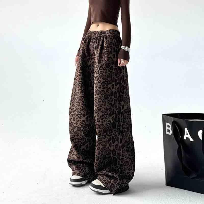 BXCNCKD Women's Leopard Print Casual Pants with high Waist, Loose fit, Slimming and Wide Legs, Versatile Pants4