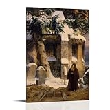 Carl Friedrich Lessing - Klosterfriedhof Im SchneeModerne Leinwanddrucke, Dekorative Gemälde Für Jungen- Oder Mädchenzimmer, Wandbilder Für Wohnzimmer Und Gemälde Mit Feiertagsmotiven20x30inch(50x75cm