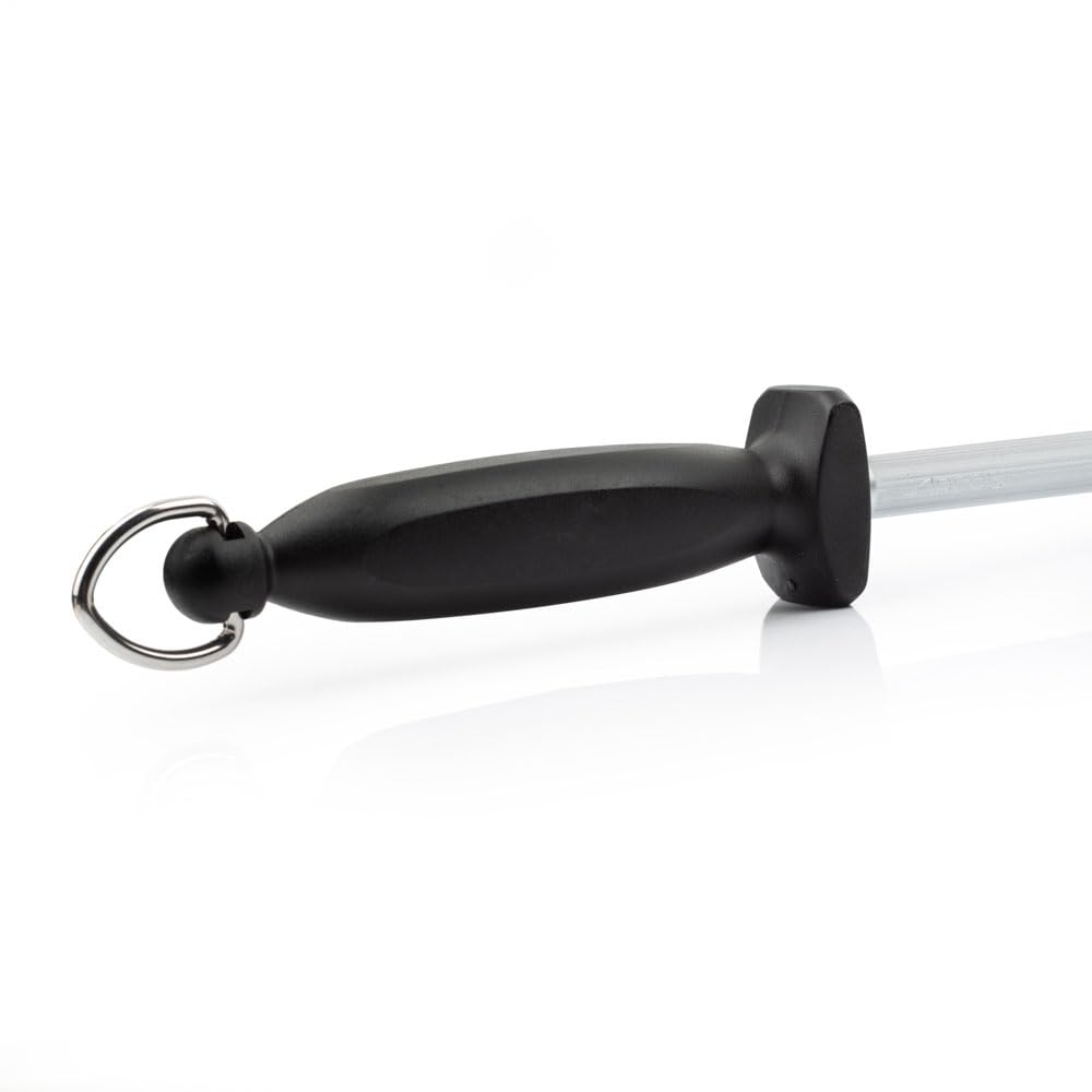 ARCOS Afilatore in Acciaio Nitrum con Lama da 300 mm – Corpo in Acciaio al Carbonio Rivestito in Cromo, Manico in Polipropilene – Nero, Serie Chaira