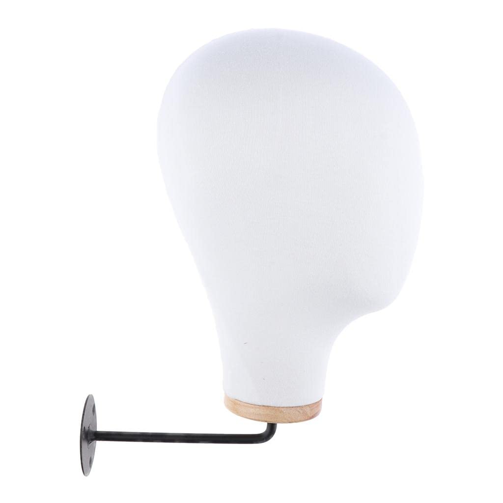 Flameer Wall Mount Wig Head Cork Canvas Mannequin Head with Stand Screws Set for Wigs Making Display Styling 21 Inch - White