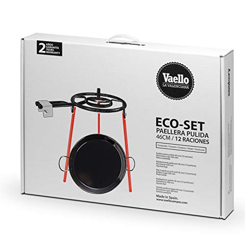 Vaello 18\" Outdoor Paella Set for up to 12 people with gas burner FREE Professional Spatula