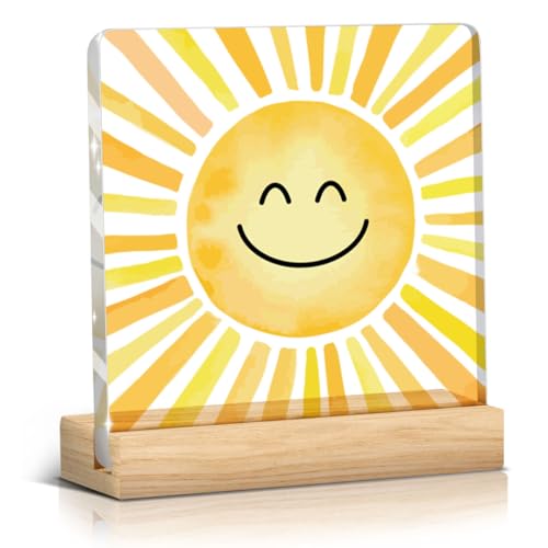 Image of Sun Decor Sunshine Gifts Inspirational Office Supplies Human Sunshine Gift Decor Sign Motivational Appreciation Gifts for Teacher Coworker Doctor Cubicle Accessories Home Table Decorations