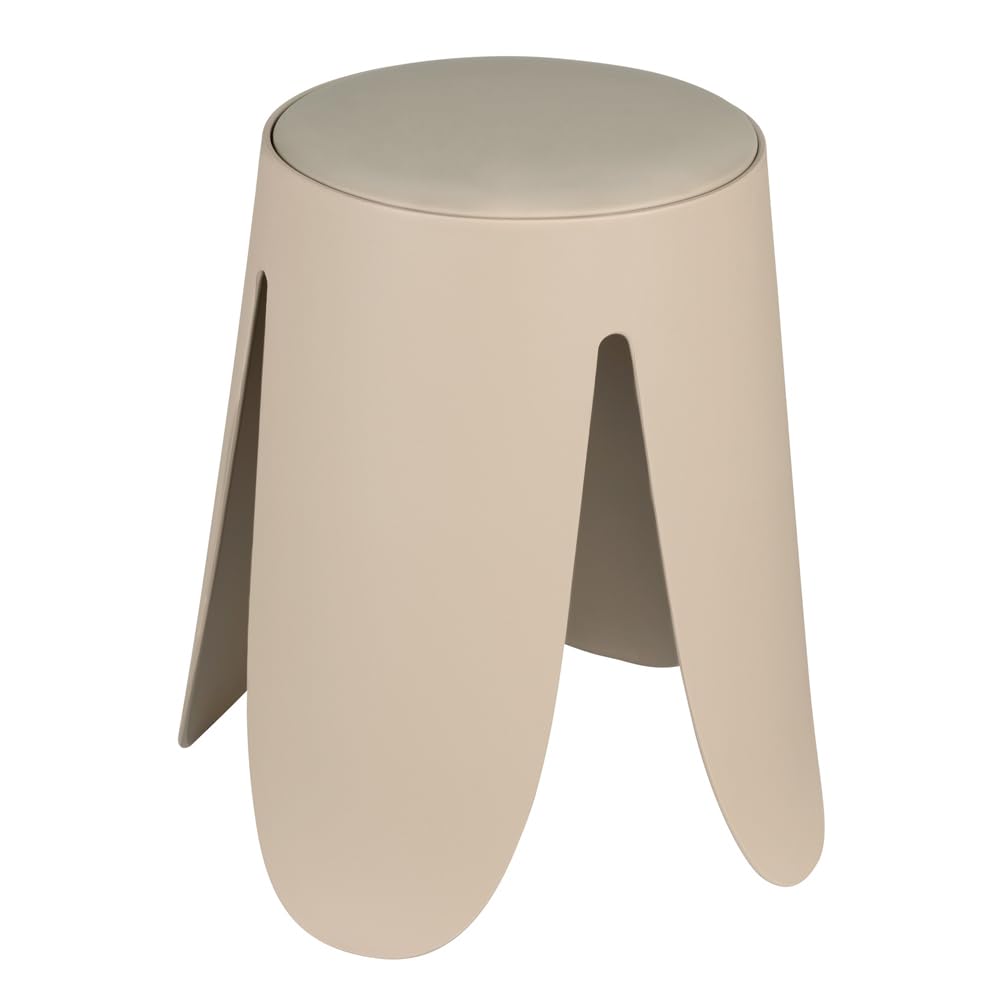 Inbagno Sgabello Bagno Moderno E Contenitore Multiuso Beige Opaco – Seduta Imbottita In Poliuretano E Piedini Antiscivolo – Linea Flores