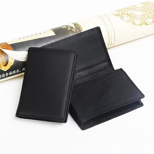 Men Black Leather Expandable Credit Card ID Business Cards Holder Wallet for Cas, 10.5x7.5x1.5cm/4.13x2.95x0.59''(approx)4