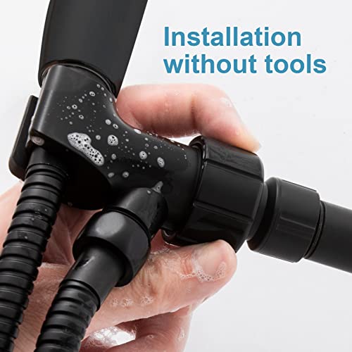 Offo Shower Head Holder For Handheld Shower Head, Adjustable Shower Arm Mount For Connecting Shower Arm And Shower Hose, 1/2 Inch Ips Female Inlet And Male Outlet, Matte Black Finish #TOP3