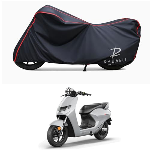 Image of Waterproof Bike Body Cover Compatible for | Bounce Infinity E1 BS6 | Taffeta Fabric, Red Piping Design, Bottom Elastic Fit | Dustproof, Sun UV & Rain Protection for All Bikes