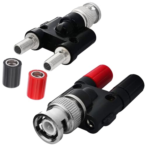 Image of RUNQIN OUTDOOR 2Pcs BNC Male Plug to 2x4mm Dual Banana Female Jack Socket Binding Post Audio Adapter Connector, Plastic Oscilloscope Cable RF Coaxial Splitter Adapter Connection