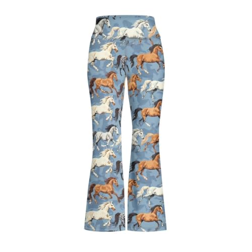 Image of Girls Leggings Floral Print High-Waisted Flared Pants 5-14 Years