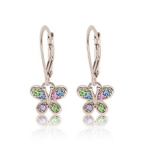 Image of Crystal Butterfly Kids Baby Girl Earrings With Elements