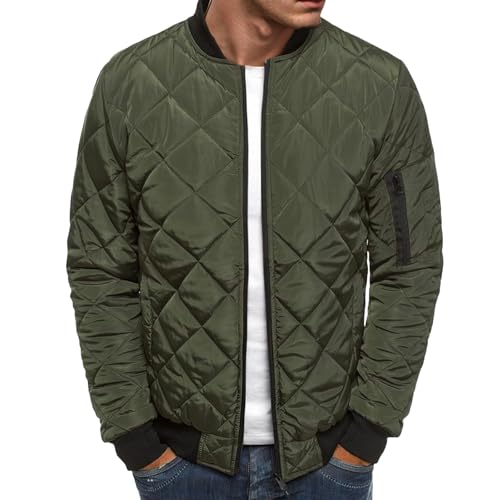 Mens Bomber Jackets Lightweight Jacket Coat Loose Fit Outwear Casual Sportswear Diamond Quilted Jackets