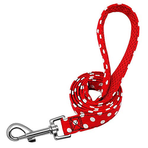 Laisse de chien de marche 4 pieds en nylon doux à pois confort
