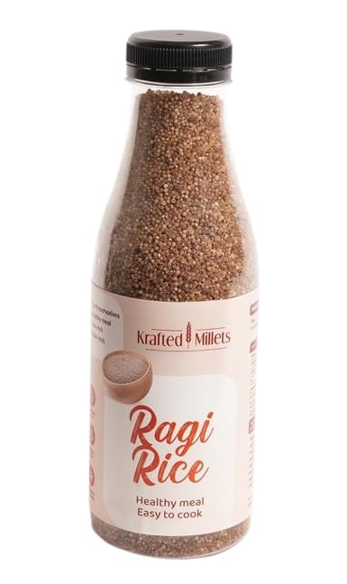 Krafted Millets Pre-Soaked & Steamed Ragi Rice (Nachni / Finger Millet) – 34x Calcium, 28x Fibre, 5x Iron vs White Rice | Gluten-Free, Low GI | Bone Health for Kids, Family & Elders | Cooks Like Rice in 15 Min (Pack of 2 × 380g)