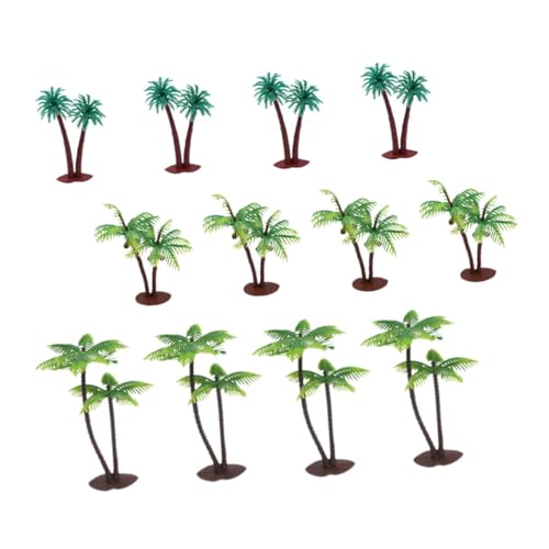 Abaodam 12個 ミニチュア椰子木模型 多混合 砂浜レイアウト用ユニーク景観装飾 フィッシュタンク水槽インテリア用