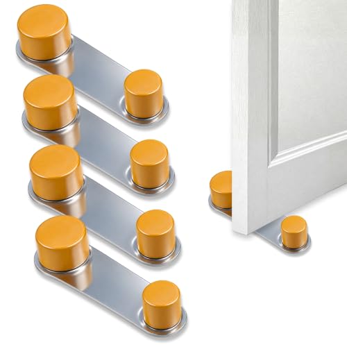 Topes para Puertas Autoadhesivos Giratorios 360°, Marrón Claro, 4 Unidades