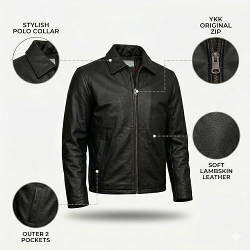 Storemm Genuine Lambskin Biker Jacket