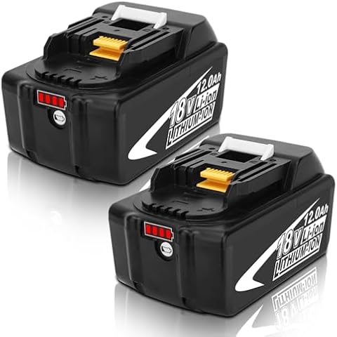 2Packs BL1812B 12.0Ah High Capacity Replacement Battery Compatible with 18V Battery Lithium-Ion BL1812B BL1890B BL1860B BL1860 BL1850 BL1840B BL1830B BL1815 Cordless Tools with LED Indicator(White) Cover