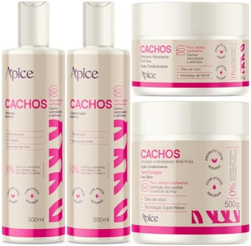 Kit Apse Cachos Shampoo + Condicionador + Mascara + Ativador Cach...