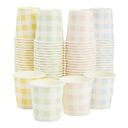 Einweg-Pappbecher für Espresso, Mundwasser, Kaffee (113 ml, 4 Gingham-Designs) Cover