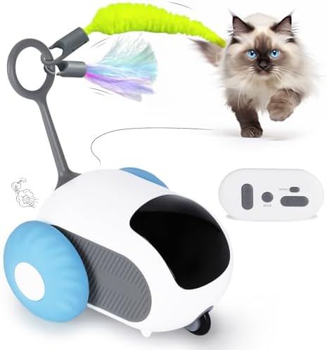 Cat Toys for Indoor Cats, Smart Interactive Cat Toy with Two-Speed Adjustment, Remote Control USB Rechargeable Automatic Cat Exercise Toys for Bored Indoor Adult Cats Kittens (Blue)
