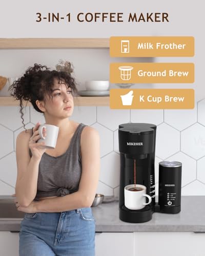 3IN1-Single-Serve-Coffee-Maker-for-K-Cup-Ground-Small-Coffee-Machine-with-Milk-Frother-6-14oz-Brew-Size-28oz-Water-Tank-Adjustable-Drip-Tray 3IN1 Single Serve Coffee Maker for K Cup Ground Small Coffee Machine with Milk Frother 6 14oz Brew Size 28oz Water Tank Adjustable Drip Tray