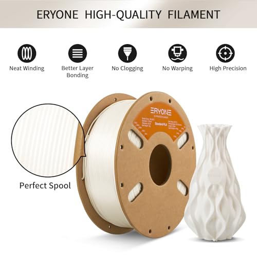 Image of ERYONE PLA Filament 3D Printer PLA Filament 1.75mm + /- 0.03mm, PLA Filament 1KG Cardboard Spool(2.2LBS), Ivory White