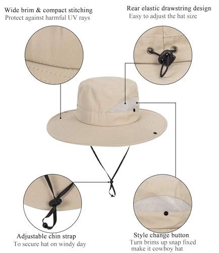 Image of UTOWO Sun Hat for Men Women, Summer UV Sun Protection Wide Brim Fishing Hat for Men for Hiking